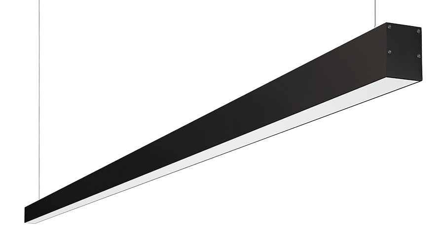 Linear Slot Pendant 8Ft 80W LED Dim 42Deg Refl 3000K Black