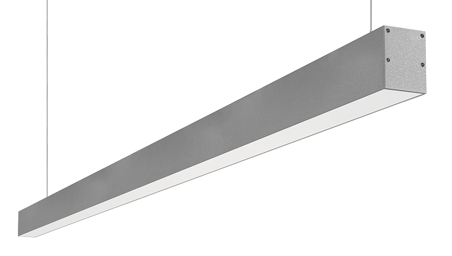 Linear Slot Pendant 6Ft 60W LED Dim 42Deg Refl 3000K Silver