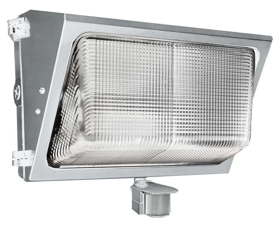 Wallpack 42W CFL 120V HPF Sensor + Lamp White