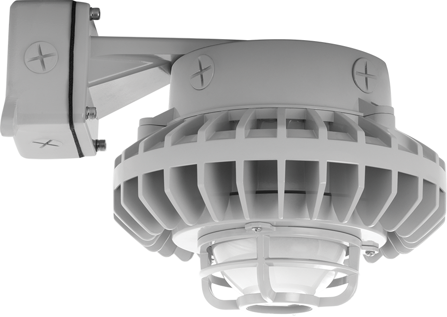 Hazled 26W Cool LED Wall Bracket Frosted Globe Die Cast Guard Gray