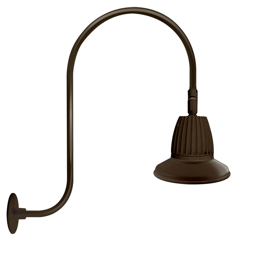 Gooseneck Upcurve 30" High, 25" From Wall 13W Warm LED 11" Straight Shade Brown