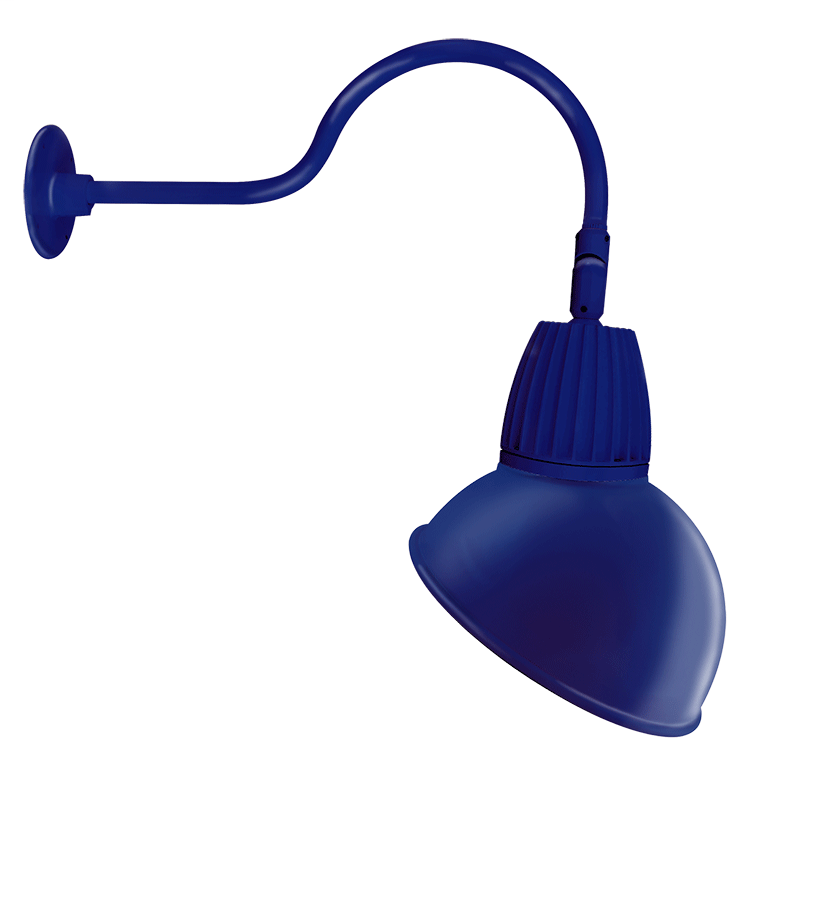Gooseneck 24" Arm 26W Warm LED 15" Angled Dome Shade Rectangular Reflector Royal Blue