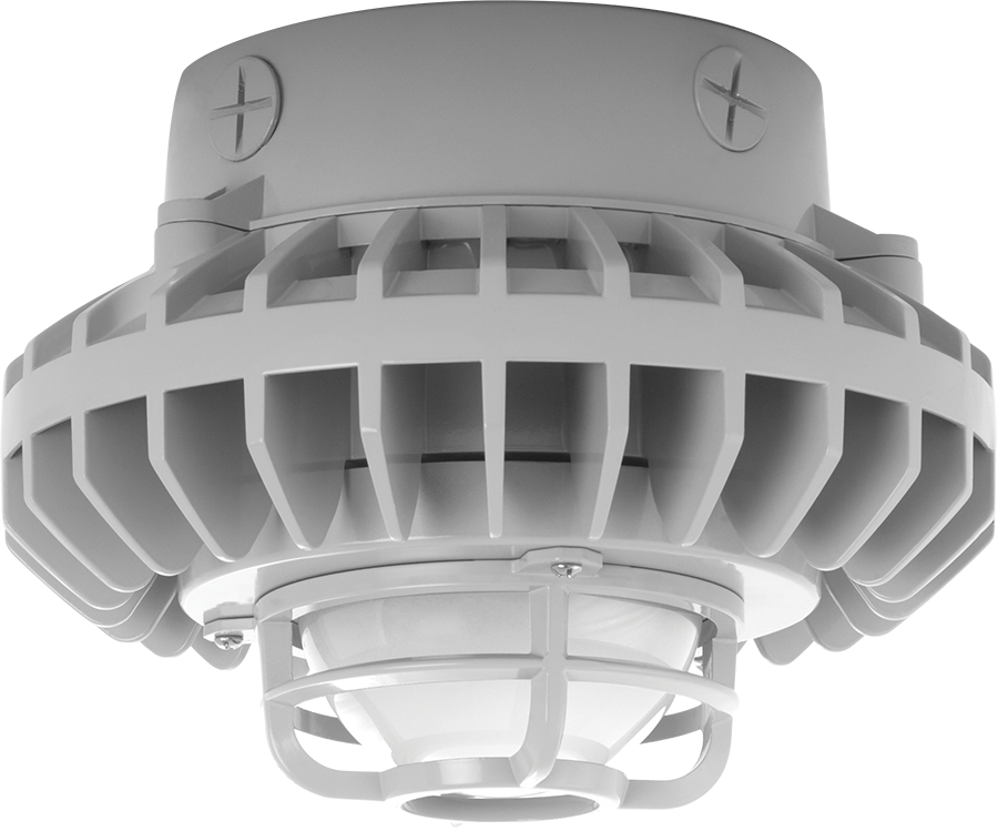 Hazled 26W Cool LED Ceiling Frosted Globe Die Cast Guard Gray