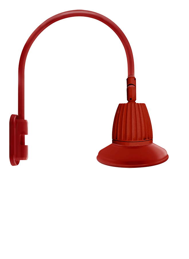 Gooseneck Pole 20" High, 19" From Pole 26W Warm LED 11" Straight Shade Rectangular Reflector Red