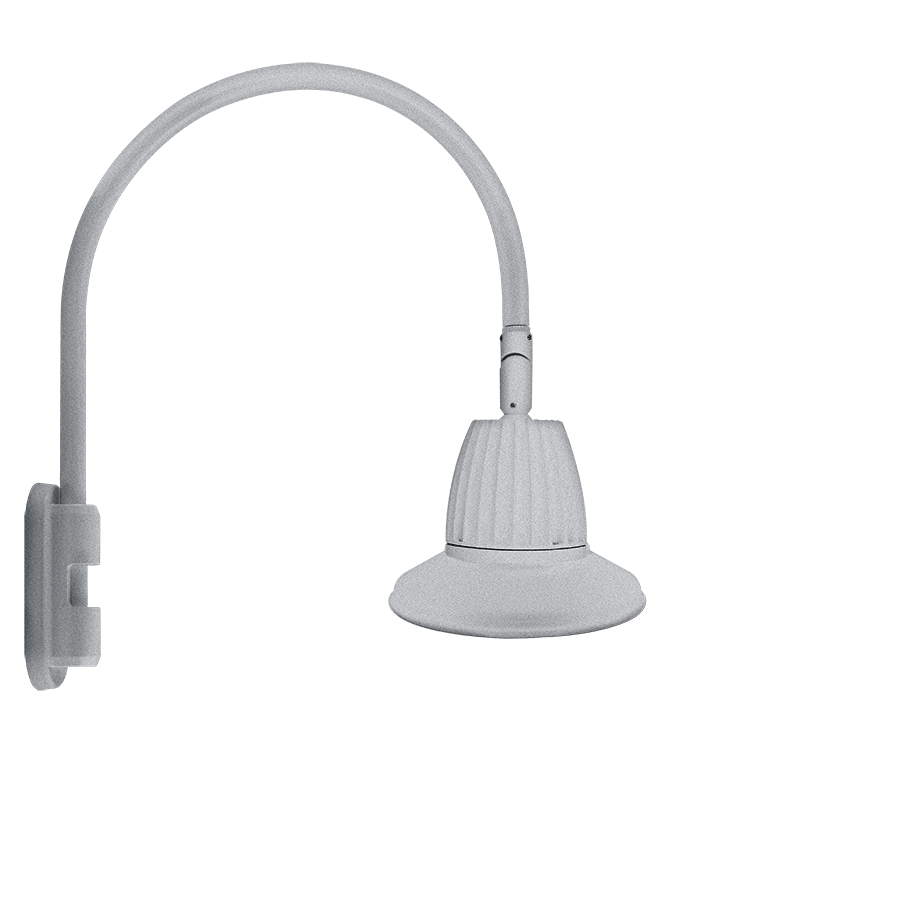 Gooseneck Pole 20" High, 19" From Pole 26W Warm LED 11" Straight Shade Rectangular Reflector Silver