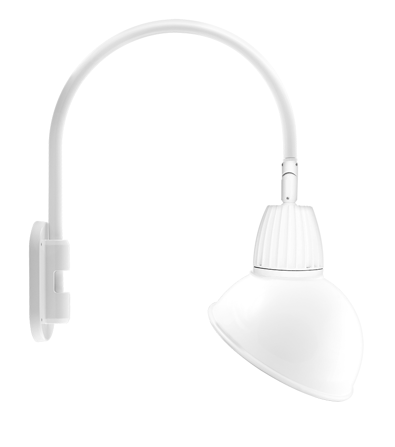Gooseneck Wall 20" High, 19" From Wall 13W Warm LED 15" Angled Dome Shade Spot Reflectorector White