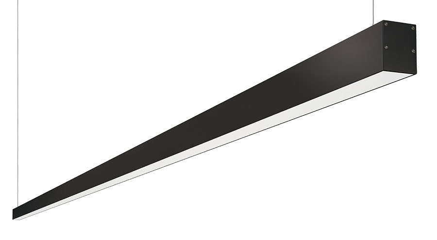 Linear Slot Pendant 10Ft 100W LED Dim 42Deg Refl 3000K Black