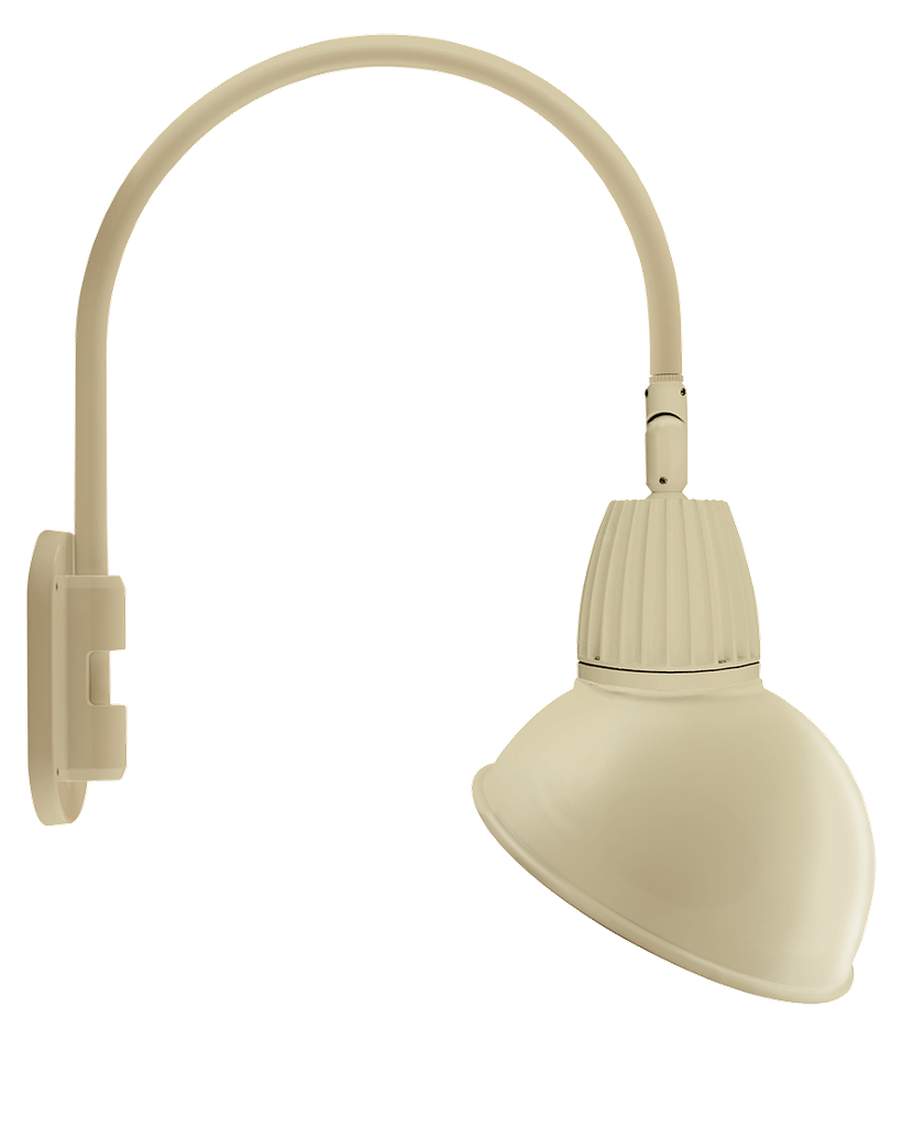Gooseneck Wall 20" High, 19" From Wall 13W Warm LED 15" Angled Dome Shade Spot Reflectorector Ivory