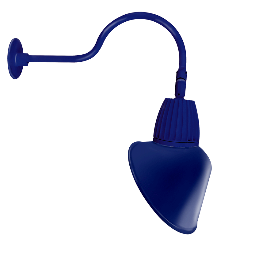 Gooseneck 24" Arm 13W Warm LED 15" Angled Cone Shade Royal Blue