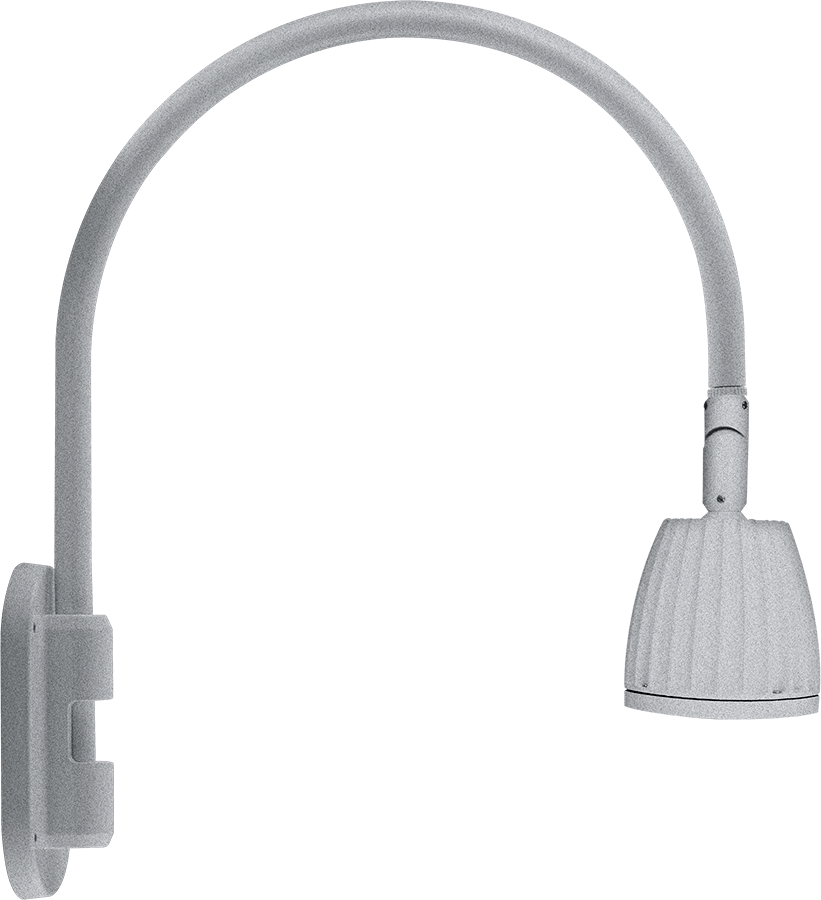 Gooseneck Wall 20" High, 19" From Wall 26W Warm LED No Shade Spot Reflector Silver