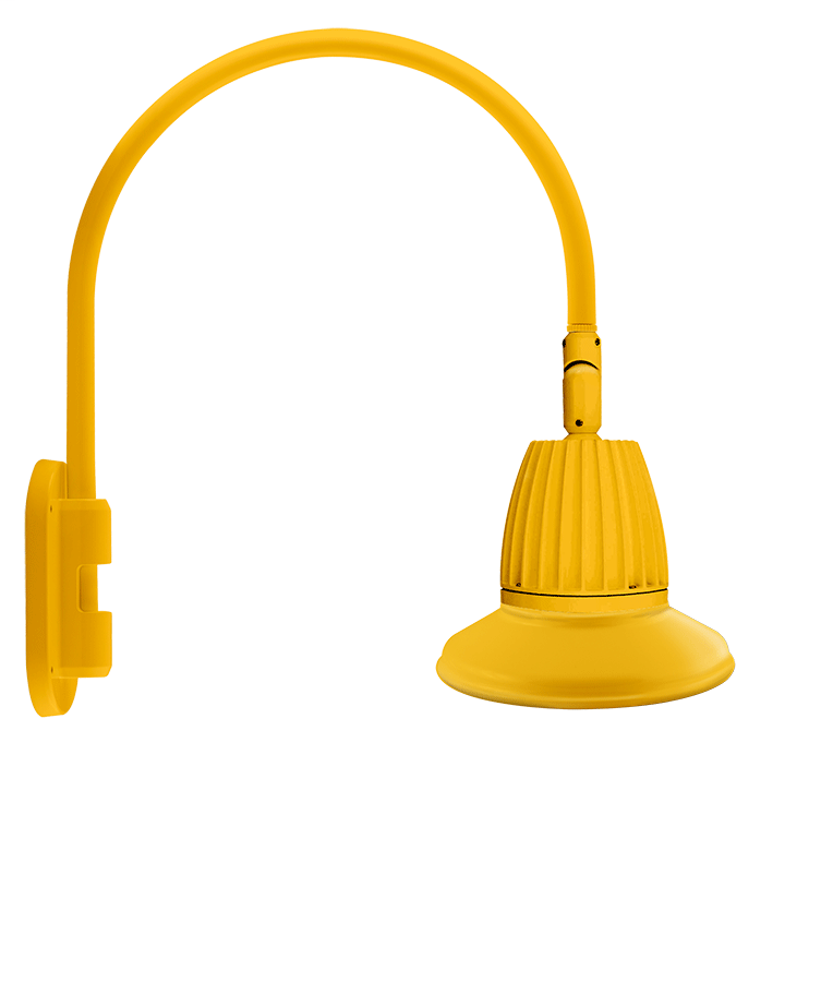 Gooseneck Wall 20" High, 19" From Wall 13W Warm LED 11" Straight Shade Rectangular Reflector Yellow