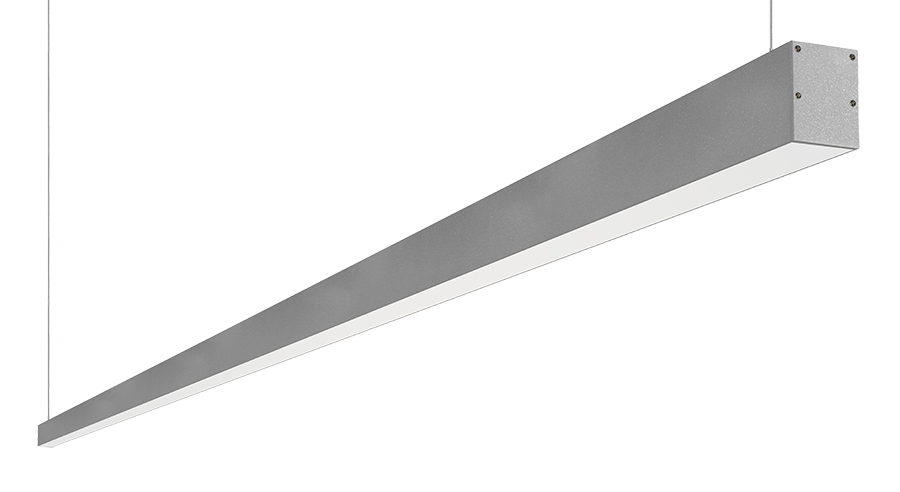 Linear Slot Pendant 10Ft 100W LED Dim 42Deg Refl 3000K Silver