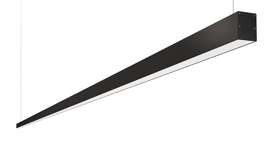 Linear Slot Pendant 12Ft 60W LED Dim 42Deg Refl 3500K Black