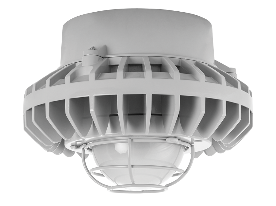 Hazled 42W Cool LED Pendant With Frosted Globe Wire Guard Gray