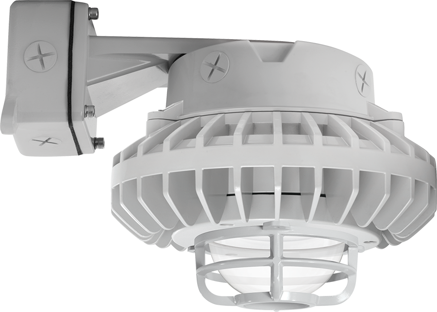 Hazled 42W Cool LED Wall Bracket Clear Globe Die Cast Guard Gray