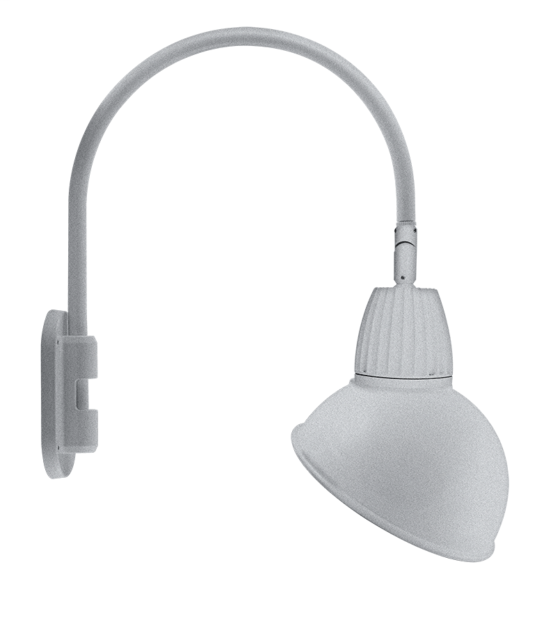 Gooseneck Wall 20" High, 19" From Wall 13W Warm LED 15" Angled Dome Shade Spot Reflectorector Silver