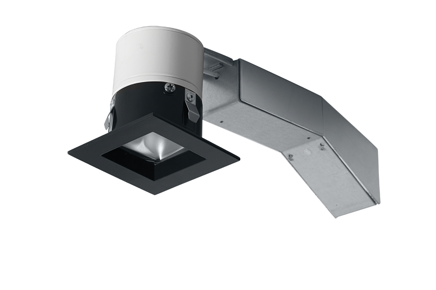 Remodeler 2" Square 8W 3500K Dimmable Triac 40 Degrees 1/2" Trim Black Ring