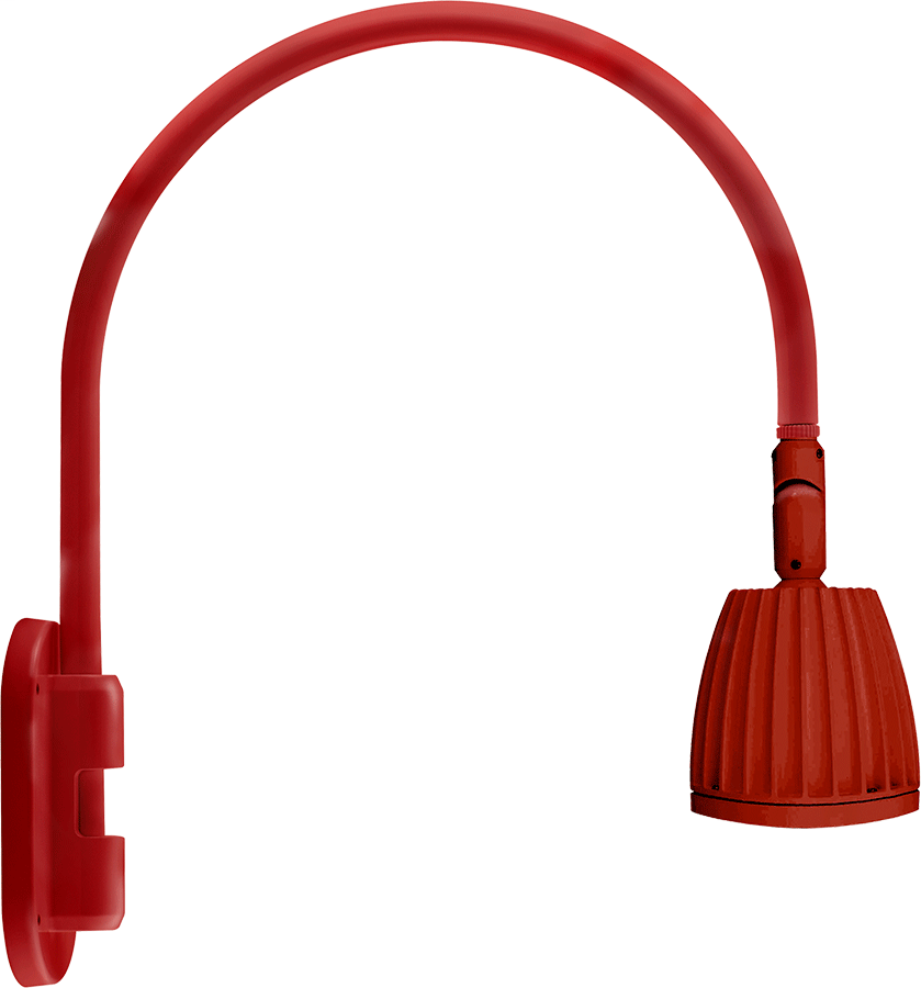 Gooseneck Wall 20" High, 19" From Wall 26W Warm LED No Shade Spot Reflector Red