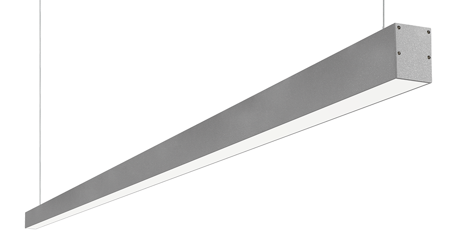 Linear Slot Pendant 8Ft 80W LED Dim 42Deg Refl 3000K Silver