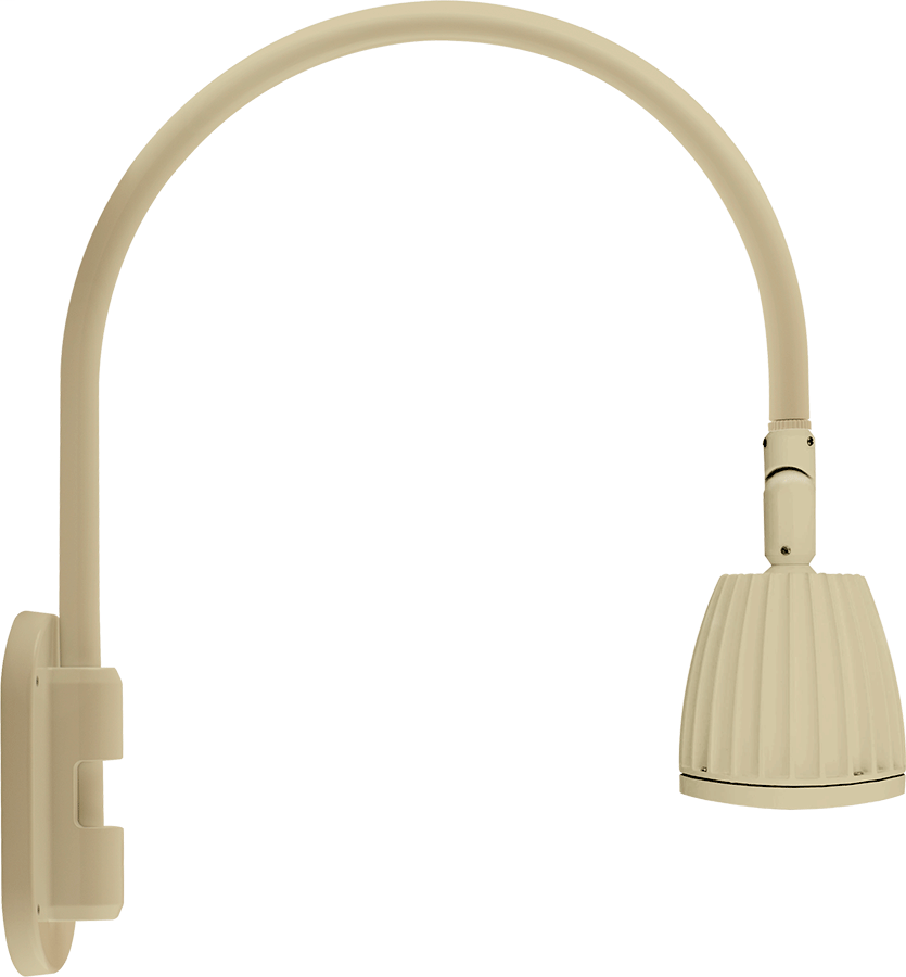 Gooseneck Wall 20" High, 19" From Wall 26W Warm LED No Shade Spot Reflector Ivory
