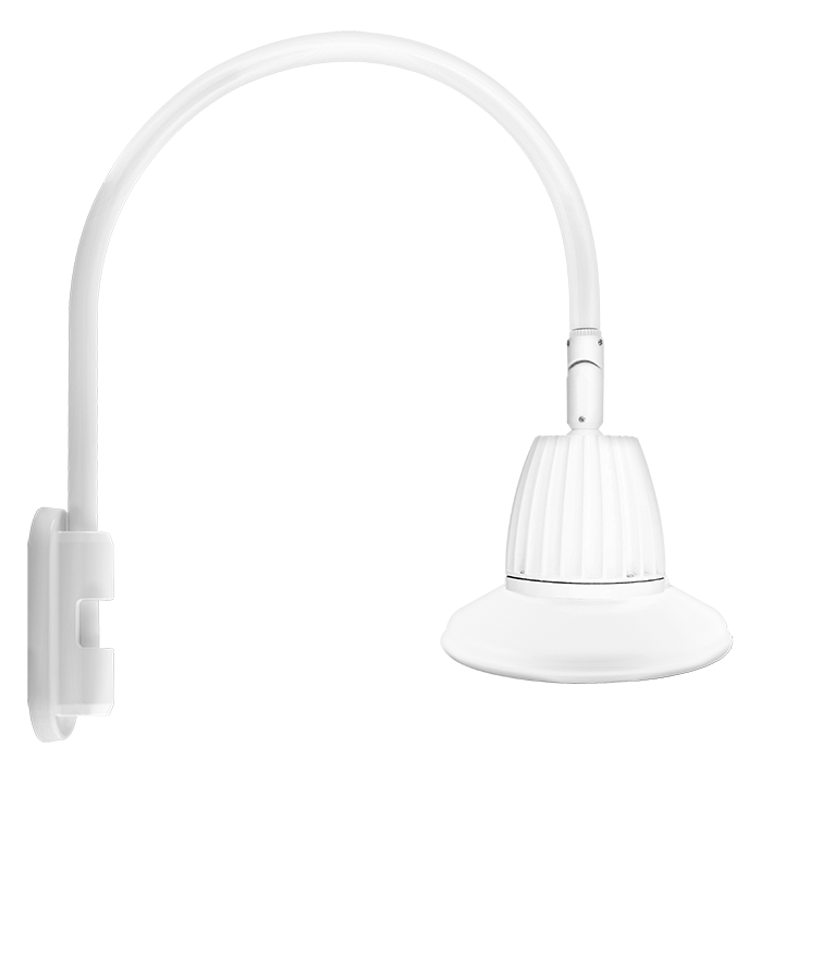 Gooseneck Pole 20" High, 19" From Pole 26W Warm LED 11" Straight Shade Rectangular Reflector White