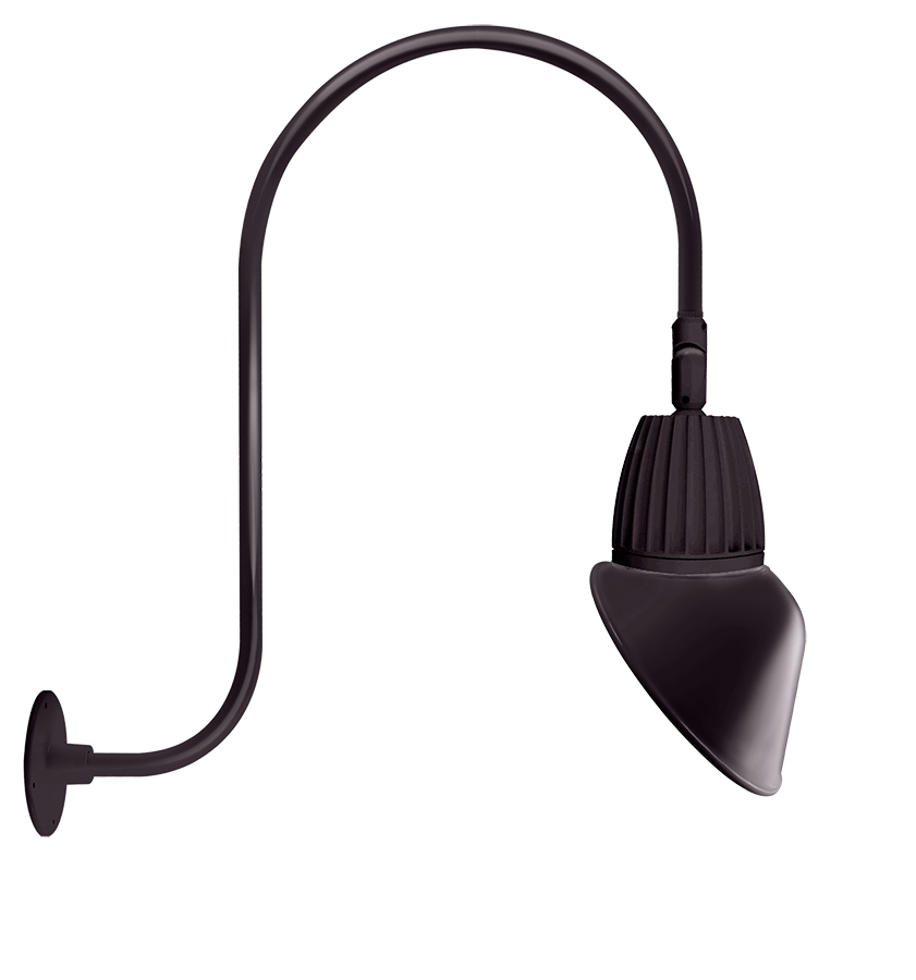 Gooseneck Upcurve 30" High, 25" From Wall 26W Neutral LED 11" Angled Cone Shade Spot Reflector Bronze