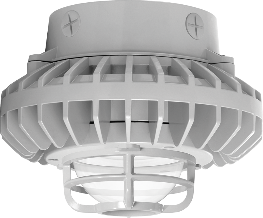 Hazled 26W Cool LED Ceiling Clear Globe Die Cast Guard Gray