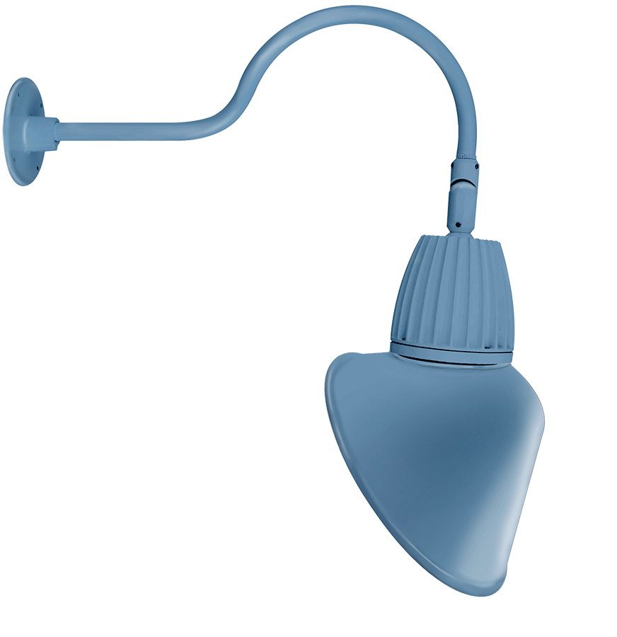 Gooseneck 24" Arm 13W Neutral LED 15" Angled Cone Shade Spot Reflector Light Blue