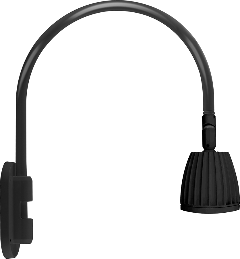 Gooseneck Wall 20" High, 19" From Wall 26W Warm LED No Shade Spot Reflector Black