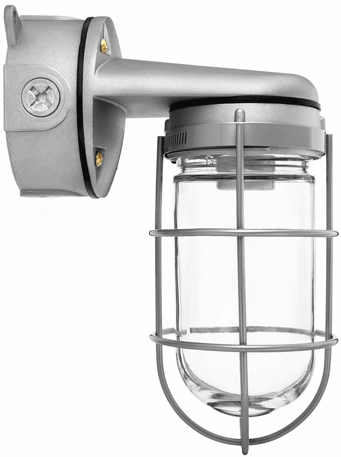 Vapor Proof 100 Wall Brk 4" Box 3/4" Silver With Glass Globe