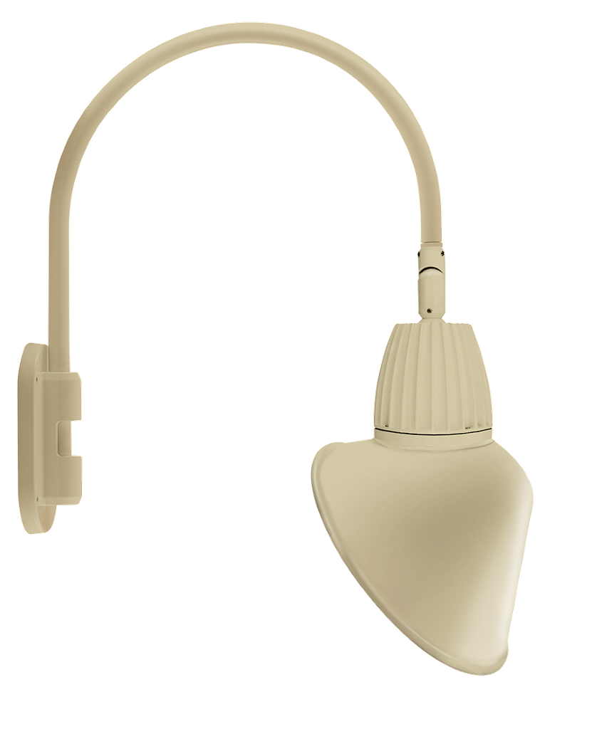 Gooseneck Wall 20" High, 19" From Wall 13W Warm LED 15" Angled Cone Shade Spot Reflector Ivory