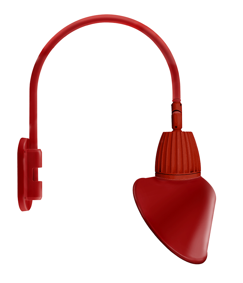 Gooseneck Wall 20" High, 19" From Wall 13W Warm LED 15" Angled Cone Shade Spot Reflector Red