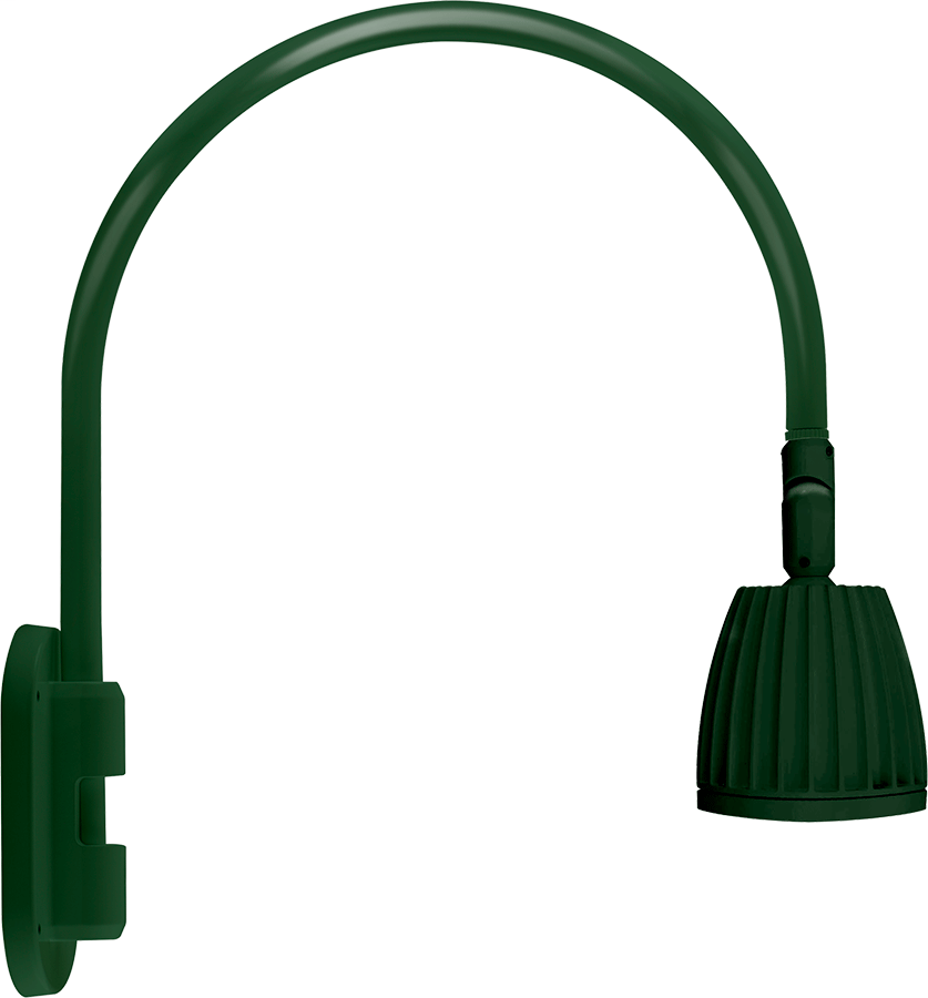 Gooseneck 20" High, 19" From Wall, Wall Mount 26W Warm LED No Shade Spot Reflector Green