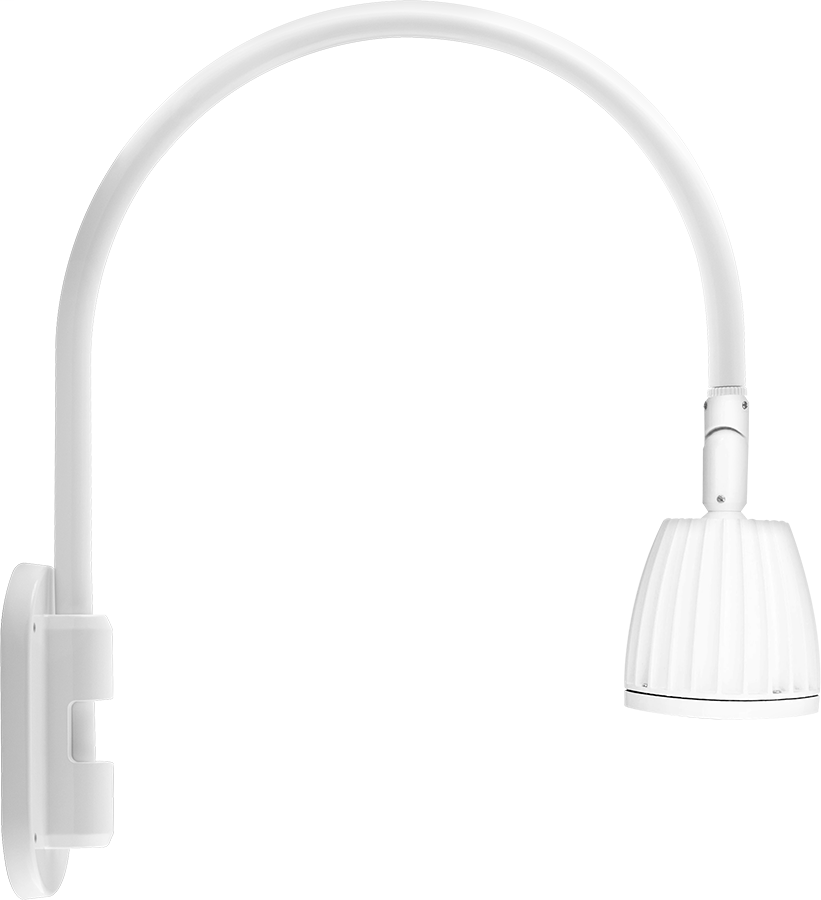 Gooseneck Wall 20" High, 19" From Wall 26W Warm LED No Shade Spot Reflector White