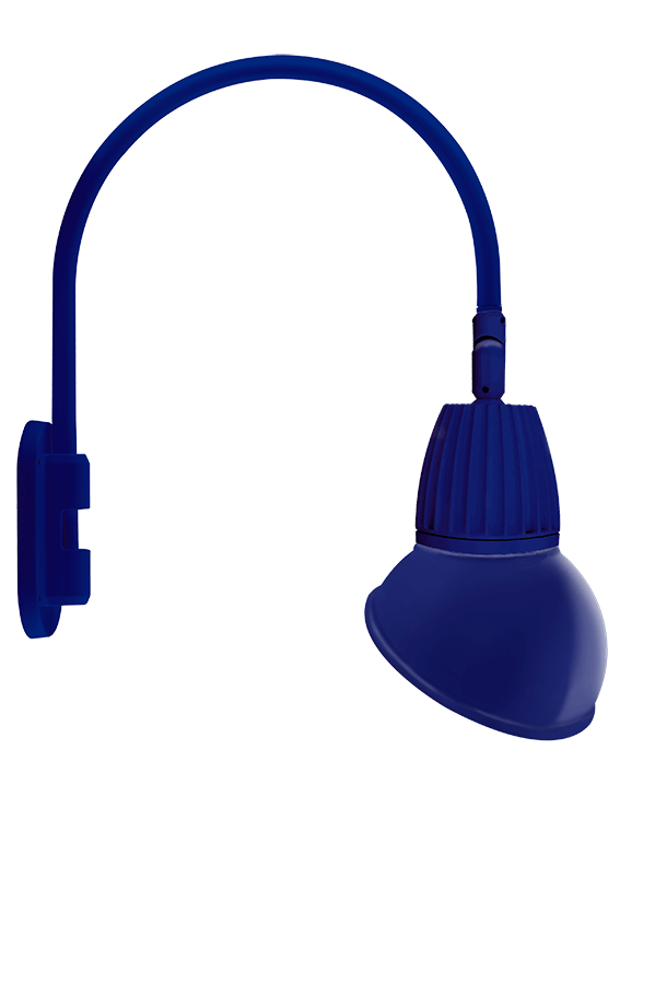 Gooseneck Wall 20" High, 19" From Wall 26W Neutral LED 11" Angled Dome Shade Rectangular Reflector Royal Blue