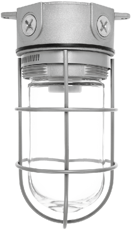 VAPORPROOF 100 CEILING 4 Inch  BOX 1/2 Inch  WITH GLASS GLOBE WIRE GD