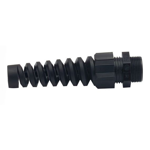 Dome Cap Spiral-Flex Cable Gland, Black, Polyamide, Cable Range .23 - .47, 1/2" Npt