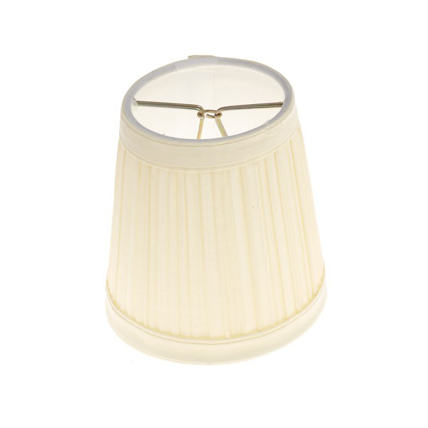 Beige Pleated Round Clip-On Lamp Shade