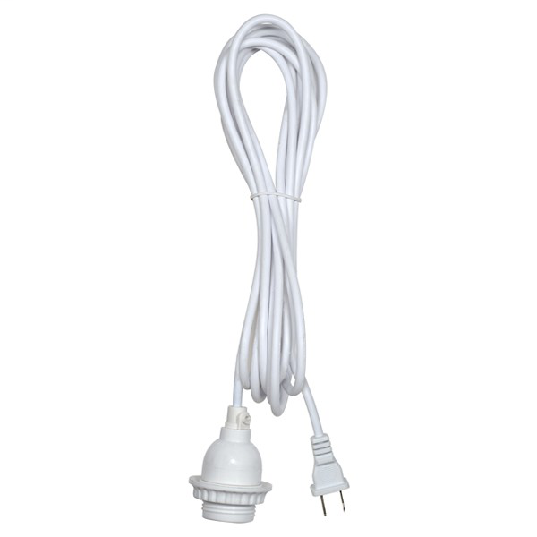 White Phenolic Keyless Socket With Uno Ring and plug; Prewired