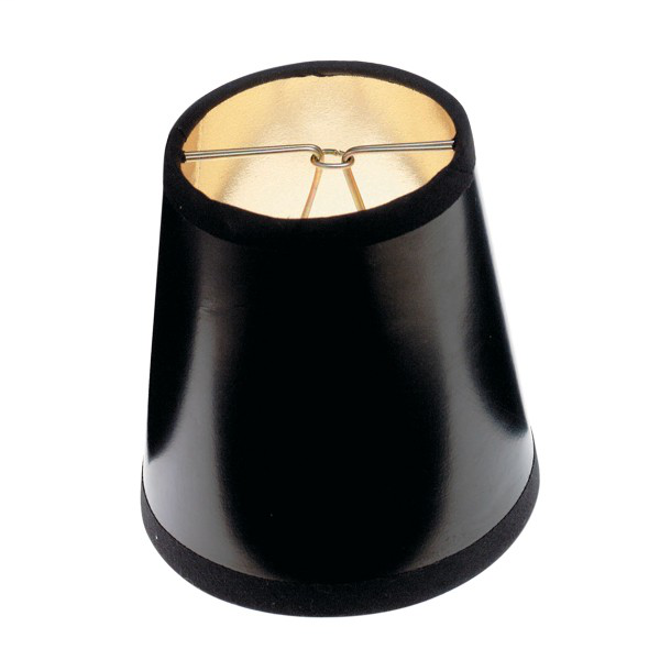 Clip On Shade; Black Round with Gold Interior