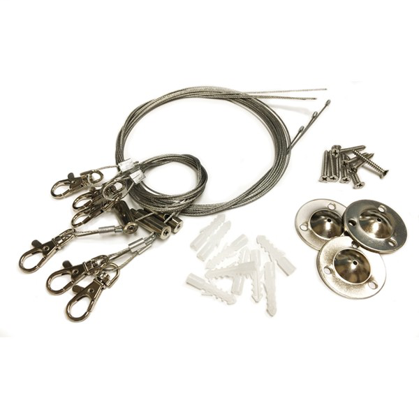 1 Foot x 4 Foot LED Flat Panel Suspension Kit; Steel Cable