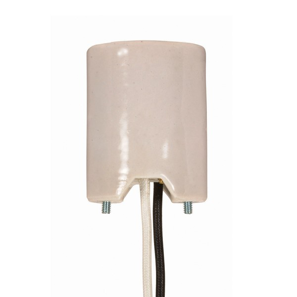 Keyless Porcelain Mogul Socket w/Lamp Grip Mounting Screws Held Captive, 2 Wireways, 1/2'' Strip Leads