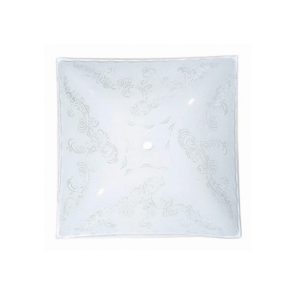 14'' Square White Glass Lamp Shade with a Clear Floral Pattern