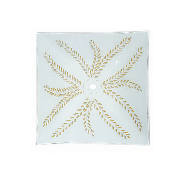 13" Square White and Gold Scroll Patterned Lamp Shade