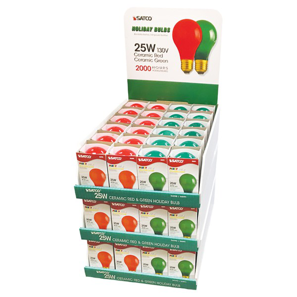25W A19 CERAMIC RED/GREEN DISP