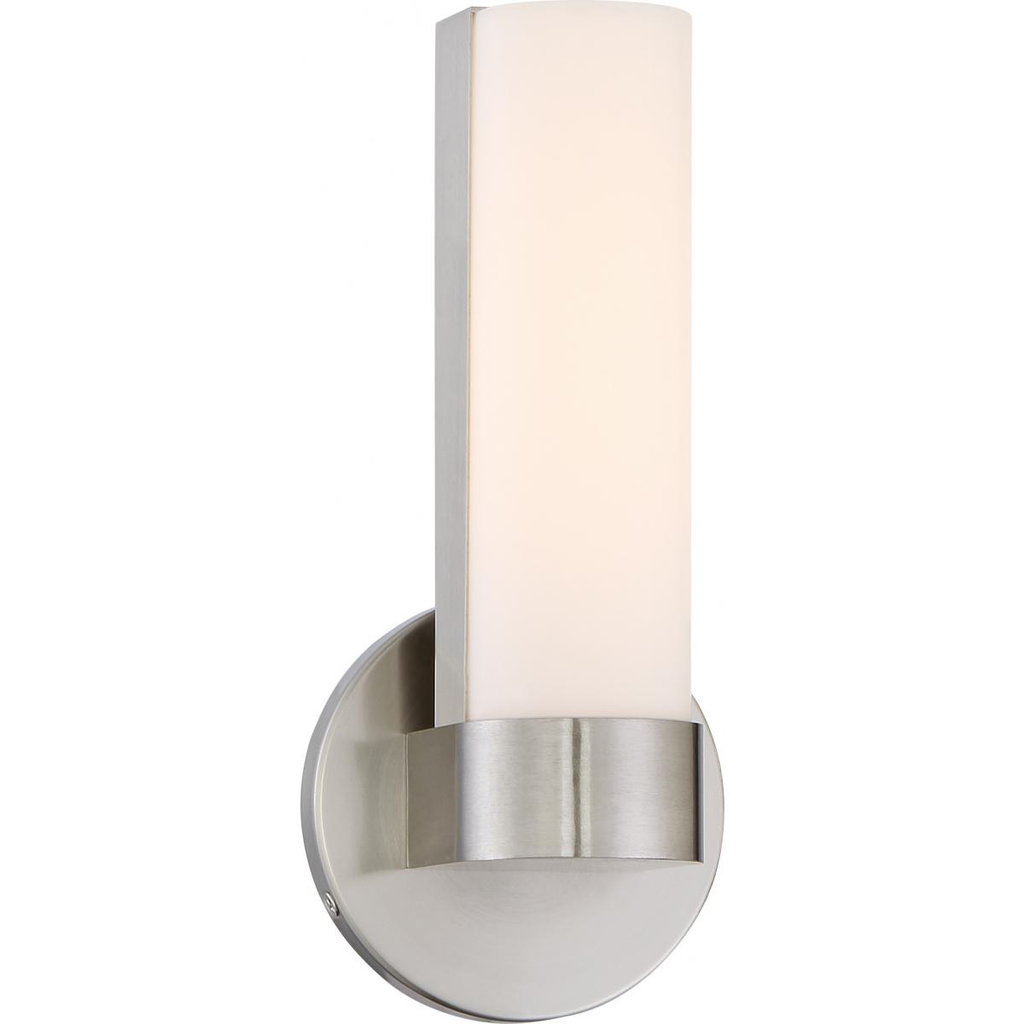 Product image for Satco 62-731 Bond - Single LED Small Sconce with White Acrylic Lens - Brushed Nickel Finish