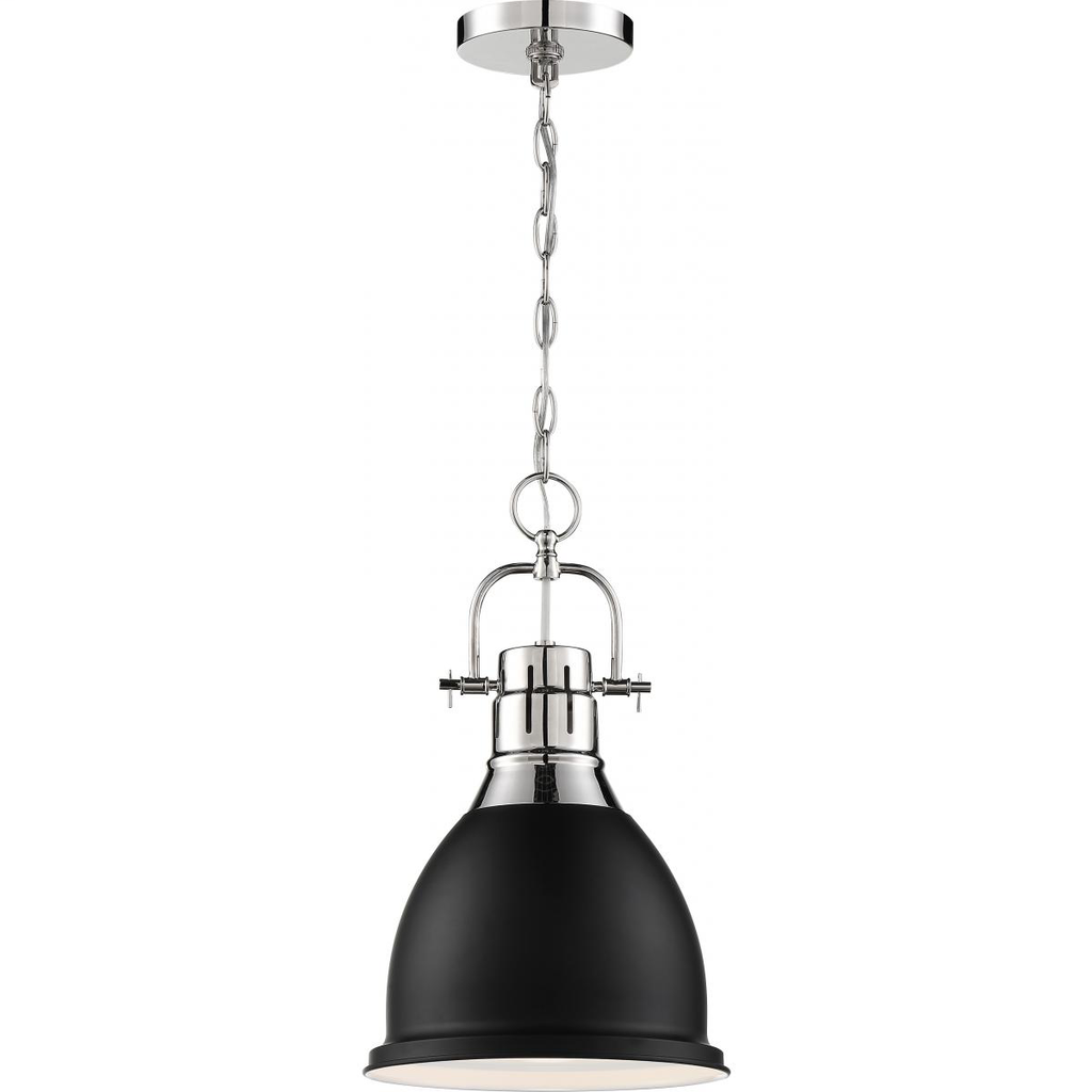 Watson - 1 Light Pendant - Polished Nickel and Matte Black Finish