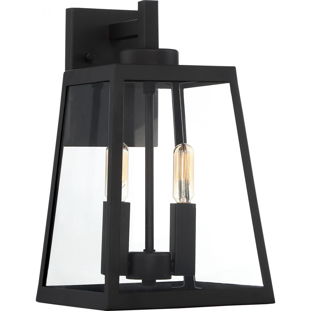 Halifax - 2 Light Medium Wall Lantern - with Clear Glass - Matte Black Finish