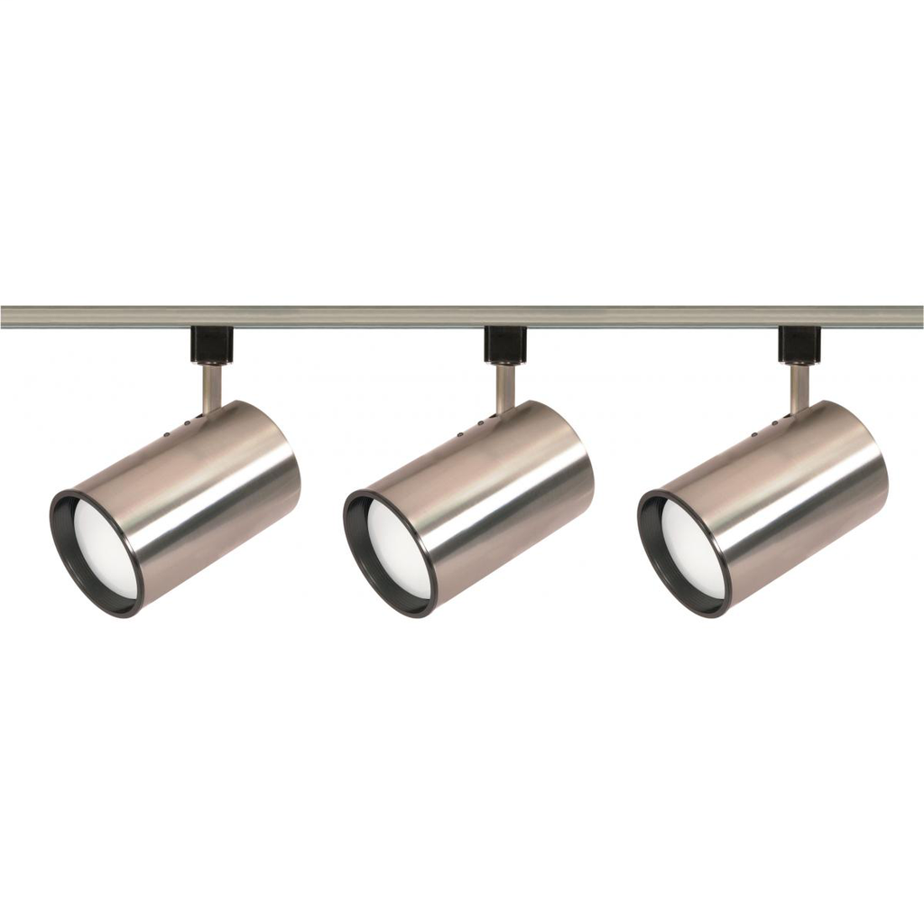 Product image for Satco TK341 3 Light - R30 - Straight Cylinder Track Kit - 4 foot Track - Brushed Nickel