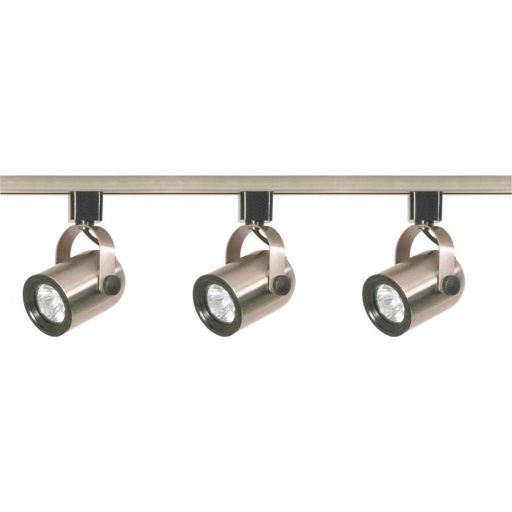 Product image for Satco TK354 3 Light - MR16 - Round Back Track Kit - 4 foot Track - Line Voltage - Brushed Nickel